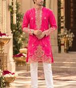 Pink simmer embroidered straight kurta