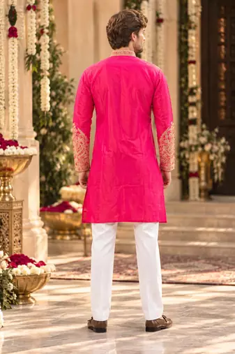Pink simmer embroidered straight kurta