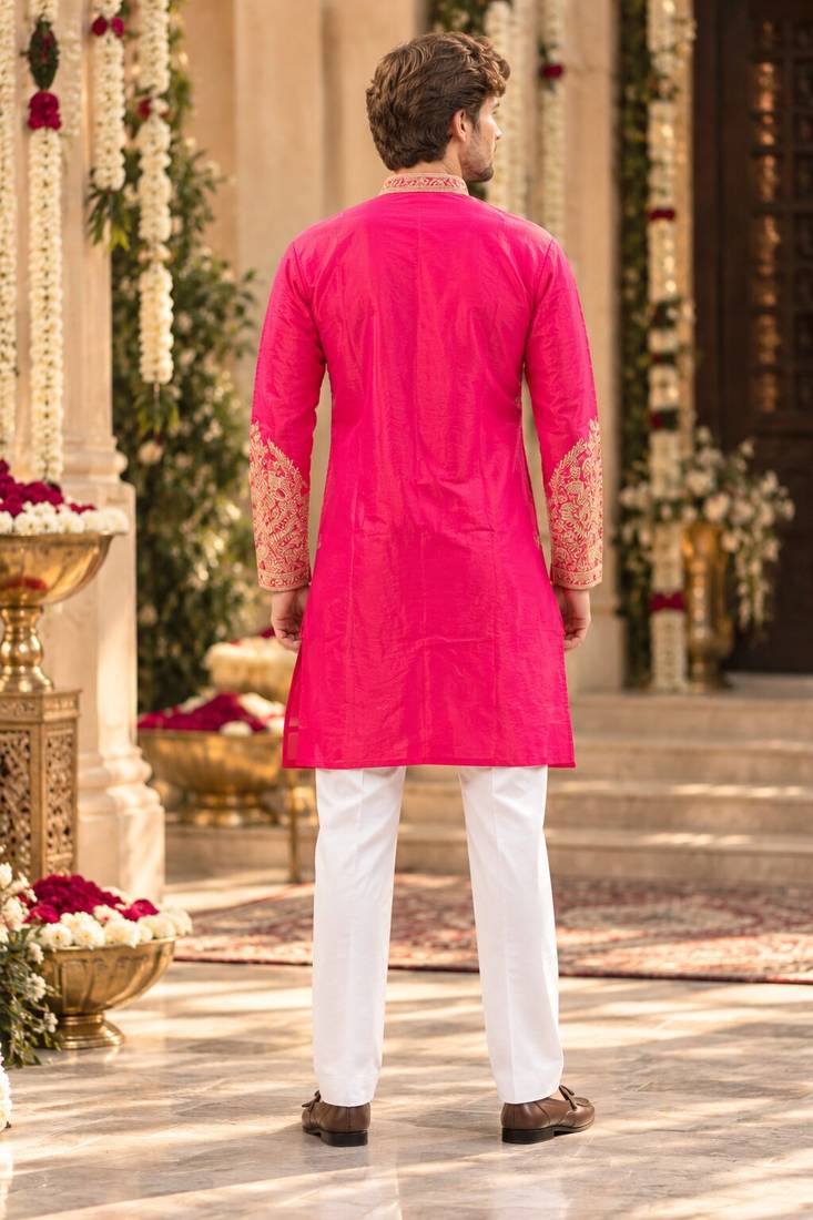 Pink simmer embroidered straight kurta