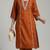Orange floral embroidered cotton blend tunic trouser set