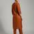 Orange floral embroidered cotton blend tunic trouser set