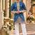 Blue simmer embroidered straight kurta