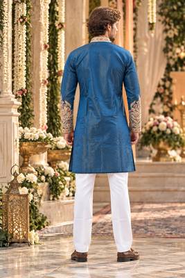 Blue simmer embroidered straight kurta 2