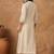 Off white floral embroidered cotton blend kurta trouser set