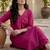 Pink floral printed cotton blend kurta trouser set