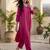 Pink floral printed cotton blend kurta trouser set