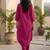 Pink floral printed cotton blend kurta trouser set