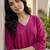Pink floral printed cotton blend kurta trouser set