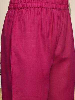 Pink floral printed cotton blend kurta trouser set 5
