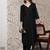 Black floral printed cotton blend kurta trouser set