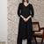 Black floral printed cotton blend kurta trouser set