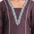 Brown floral embroidered cotton blend kurta trouser set