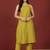 Yellow floral printed cotton blend kurta trouser set