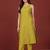 Yellow floral printed cotton blend kurta trouser set