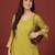 Yellow floral printed cotton blend kurta trouser set