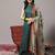 Green floral printed cotton blend kurta trouser dupatta set