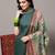 Green floral printed cotton blend kurta trouser dupatta set