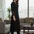 Black floral printed cotton blend kurta trouser set