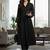 Black floral printed cotton blend kurta trouser set