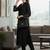Black floral printed cotton blend kurta trouser set