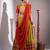 Women Olive Green Dhabu Cotton Free Size Flared Lehenga Choli with Red Dupatta Set