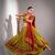 Women Olive Green Dhabu Cotton Free Size Flared Lehenga Choli with Red Dupatta Set
