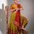 Women Olive Green Dhabu Cotton Free Size Flared Lehenga Choli with Red Dupatta Set