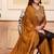 Gold party wear embroidery silk blend kurta with plazzo and dupatta