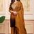 Gold party wear embroidery silk blend kurta with plazzo and dupatta