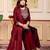 Maroon party wear embroidery silk blend kurta with plazzo and dupatta