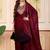 Maroon party wear embroidery silk blend kurta with plazzo and dupatta