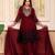 Maroon party wear embroidery silk blend kurta with plazzo and dupatta