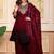 Maroon party wear embroidery silk blend kurta with plazzo and dupatta