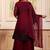 Maroon party wear embroidery silk blend kurta with plazzo and dupatta