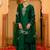 Green party wear embroidery silk blend kurta with plazzo and dupatta