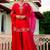 Red party wear embroidery silk blend kurta with plazzo and dupatta