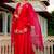 Red party wear embroidery silk blend kurta with plazzo and dupatta