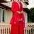 Red party wear embroidery silk blend kurta with plazzo and dupatta