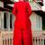 Red party wear embroidery silk blend kurta with plazzo and dupatta