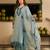 Grey party wear embroidery silk blend kurta with pant and dupatta