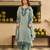 Grey party wear embroidery silk blend kurta with pant and dupatta