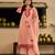 Peach party wear embroidery silk blend kurta with pant and dupatta