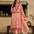 Peach party wear embroidery silk blend kurta with pant and dupatta