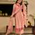 Peach party wear embroidery silk blend kurta with pant and dupatta
