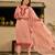 Peach party wear embroidery silk blend kurta with pant and dupatta