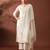 Cream party wear embroidery chanderi kurta with pant and dupatta