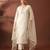 Cream party wear embroidery chanderi kurta with pant and dupatta