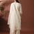 Cream party wear embroidery chanderi kurta with pant and dupatta