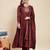 Maroon party wear embroidery vichitra silk blend kurta with pant and dupatta