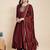 Maroon party wear embroidery vichitra silk blend kurta with pant and dupatta